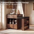 thumbnail image 6 of OMCHOM 78.6" Extendable Rolling Kitchen Island 4-6 Seats, Double-Side Storage, Open Shelves & 2 Drawers, Walnut, 6 of 10