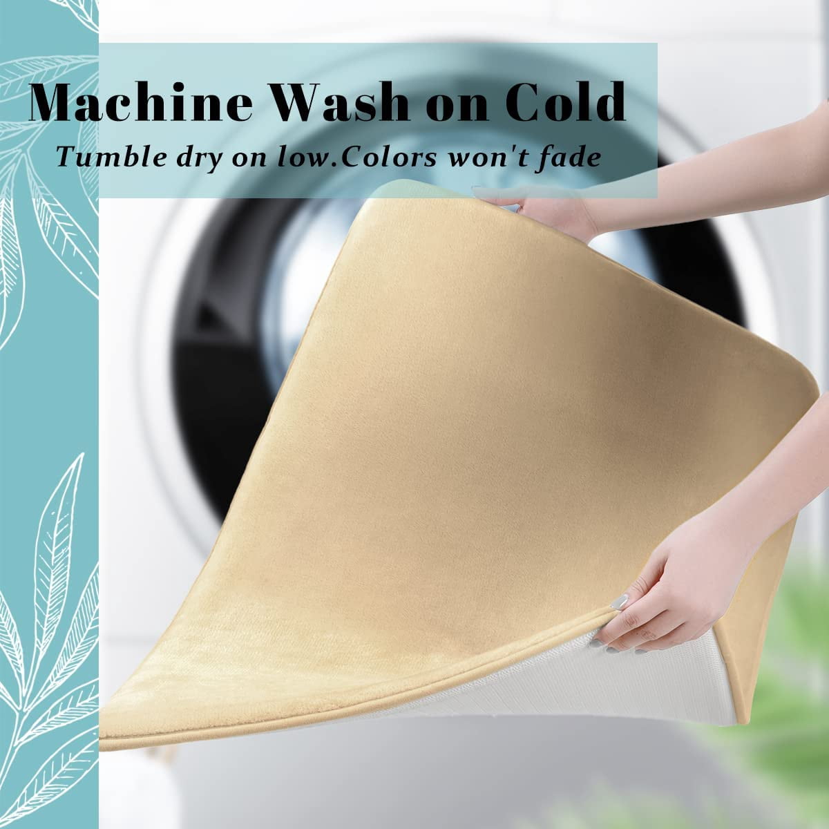 Memory Foam Bathroom Rugs, Soft and Non-Slip Bath Rugs, Machine Washable Bathroom mats, Super Absorbent Velvet Bath Mats，Easier to Dry for Bathroom Floor Rugs (17"×24",Beige)