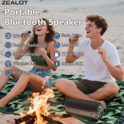 ZEALOT MP2M Portable Bluetooth Speaker, Portable Karaoke Machine with Two Wireless Mics: IPX6 Waterproof, 24W Loud Sound, Deep Bass, Bluetooth 5.3, LED Lights, Wireless Stereo Pairing, 30H Playtime