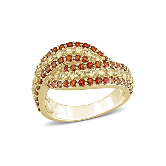 2.12 Carat (Ctw) Citrine and Garnet Ring in Yellow Plated Sterling Silver for Women