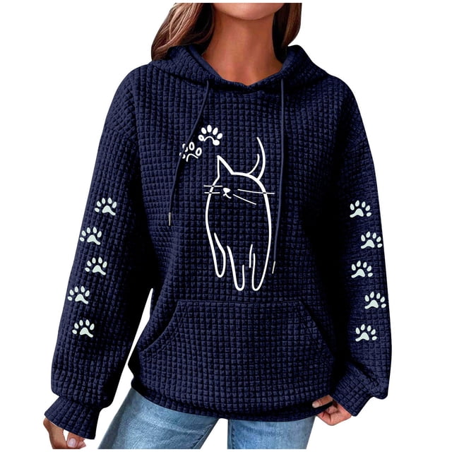 LOVZFMLL Essentials Hoodie Imprimé Graphique avec Poche Manches Longues Automne 2025 Mode pour Femmes Chandail à Capuchon Confortable Mode Urbaine