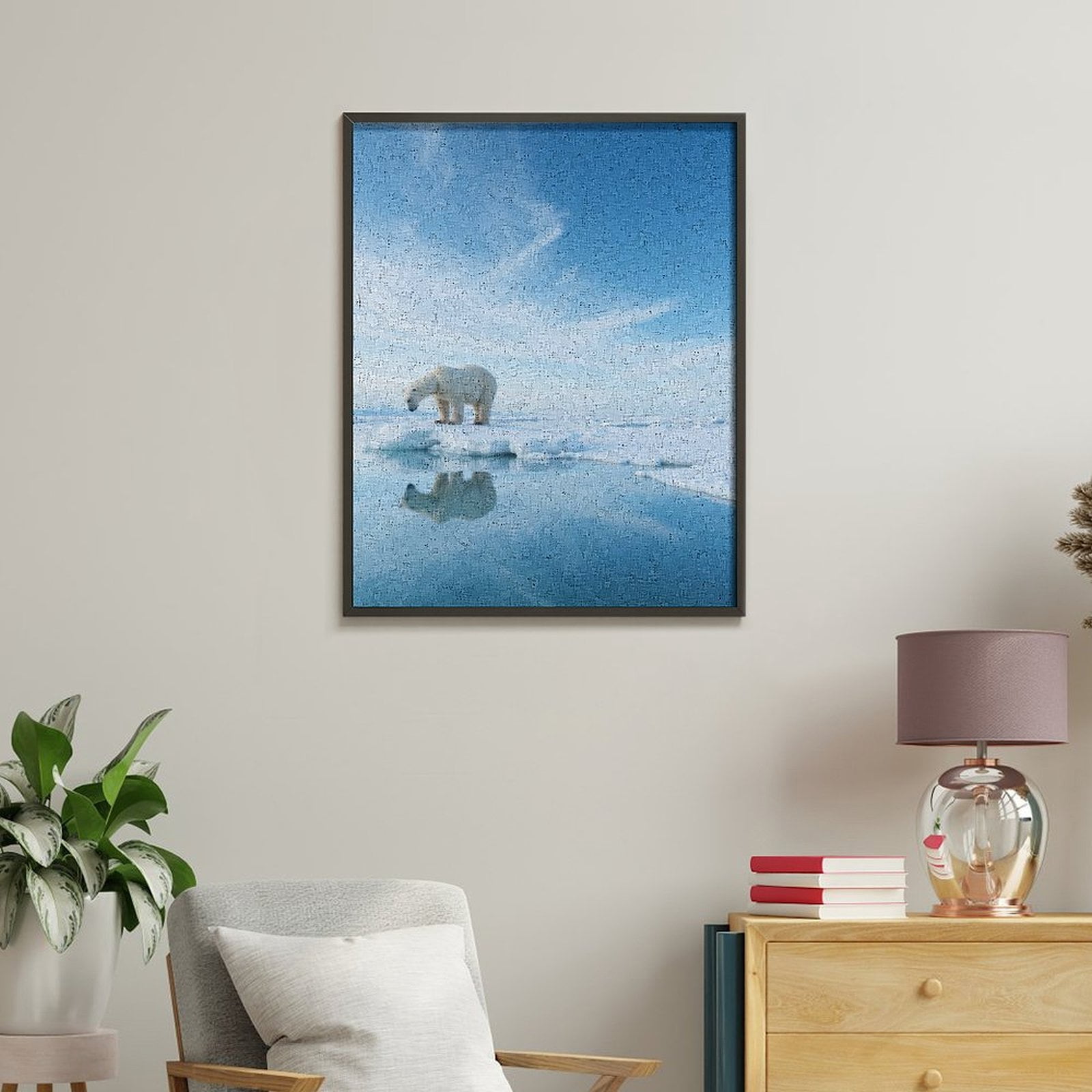 Paint by Numbers Kit for Adults, Polar Bear Ice Reflection Scene Paint by Numbers, Easy Paint by Numbers Kit for Adults Beginner, DIY Adult Paint by Number Kits on Canvas, Home Decor