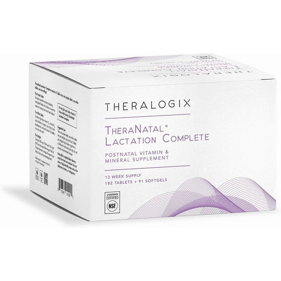 Theralogix TheraNatal Lactation Complete Postnatal Vitamin Supplement - 13-Week Supply -Breastfeeding Supplement for Women - Infant Vitamin D drops replacement -NSF Certified- 182 Tablet & 91 Softgel