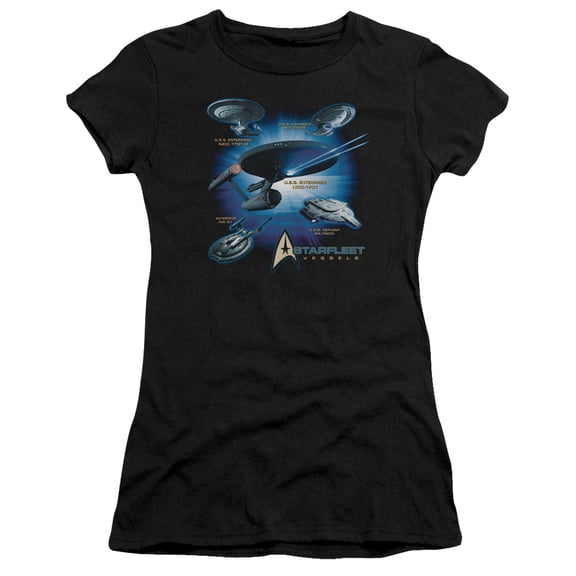 Star Trek - Starfleet Vessels - Juniors Teen Girls Cap Sleeve Shirt - X-Large