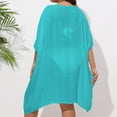 thumbnail image 4 of Plus Size Women's V Neck Batwing Sleeve Swimsuit Cover Up with Crochet Lace Patchwork Oversized Beach Shirt Womens Coverups Green One Size, 4 of 4