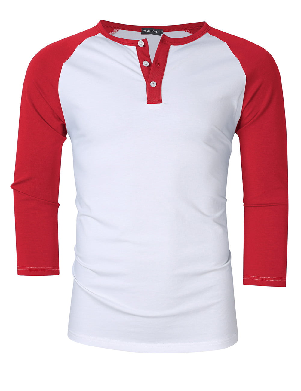 red and white raglan shirt