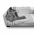 thumbnail image 3 of Egyptian Print Soft Flannel Fleece Throw Blanket, Antique Era Egypt Pharaoh King Pose with a Bird Hawk Sketch Image, Cozy Plush for Indoor and Outdoor Use, 50" x 70", Black and White, by Ambesonne, 3 of 6