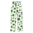 thumbnail image 4 of lcziwo Saving Sales, Cotton Linen Pants for Women 2025 St Patricks Day Plus Size Lounge Trousers Green Shamrock Clover Print Straight Pants Loose Fit Summer Beach Pants Green 4XL, 4 of 6