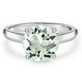 thumbnail image 3 of Gem Stone King 10K White Gold Green Prasiolite Solitaire Engagement Ring for Women | 2.40 Cttw | Round 9MM | Gemstone Birthstone | Size 9, 3 of 6