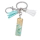 thumbnail image 1 of Llavero de letras con borlas verdes | Colgante de cristal acrílico | Lámina de oro, pegamento en gota, joyería de piedra engrosada | Amuleto de bolso con estilo, accesorio para mochila | 1 pieza, 1 of 2