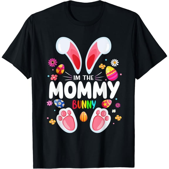 Mens I'm The Mommy Bunny Matching Family Easter Party T-Shirt men and women can wear, black, white, gifts