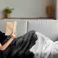 thumbnail image 3 of Japanese Soft Flannel Fleece Blanket, Ink Art Style Waves in Urban Minimalist Watercolor Theme Print, Cozy Plush for Indoor and Outdoor Use, 50" x 70", Grey Charcoal Grey and White, by Ambesonne, 3 of 5