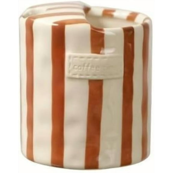 Retro Striped Hand-Painted Ceramic Mark Hand-Held Cup Heat-Resistant Non-Slip Double-Enjoy Cup for Milk Coffee Juice Latte Hot Cold Drinks Valentine's Day Mother's Day Gift Drinkware (1Pcs,Brown)