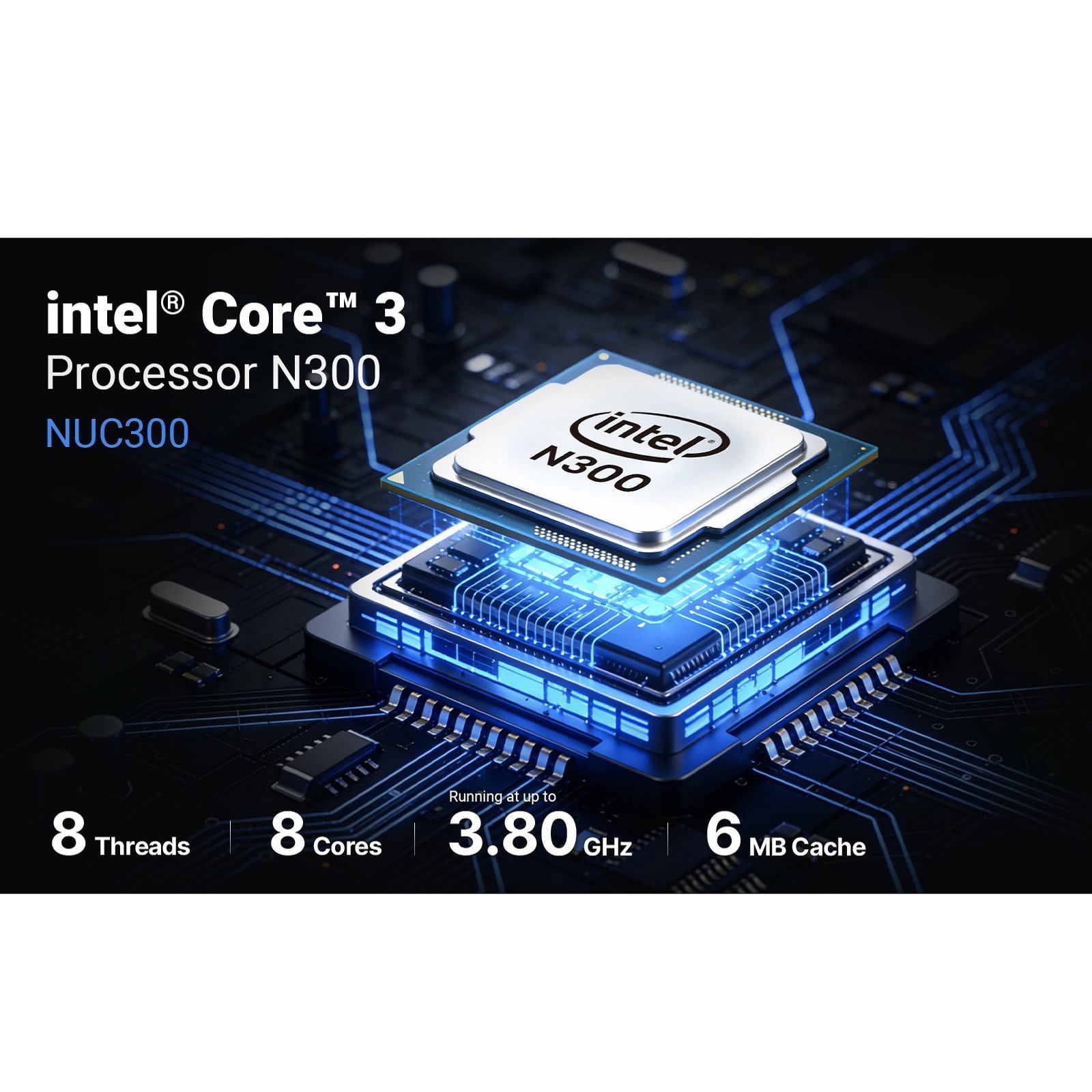 Mini PC – Intel® Core™ i3 Processor N300, Triple 4K@60Hz Output, 16GB DDR5 Memory, 512GB NVMe SSD, 2.5G Ethernet, Wi-Fi 6 & Bluetooth 5.2 MINIX NUC300