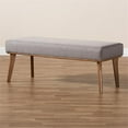 thumbnail image 4 of Bowery Hill Grey Fabric Upholstered and Brown Finished Wood Dining Bench, 4 of 6
