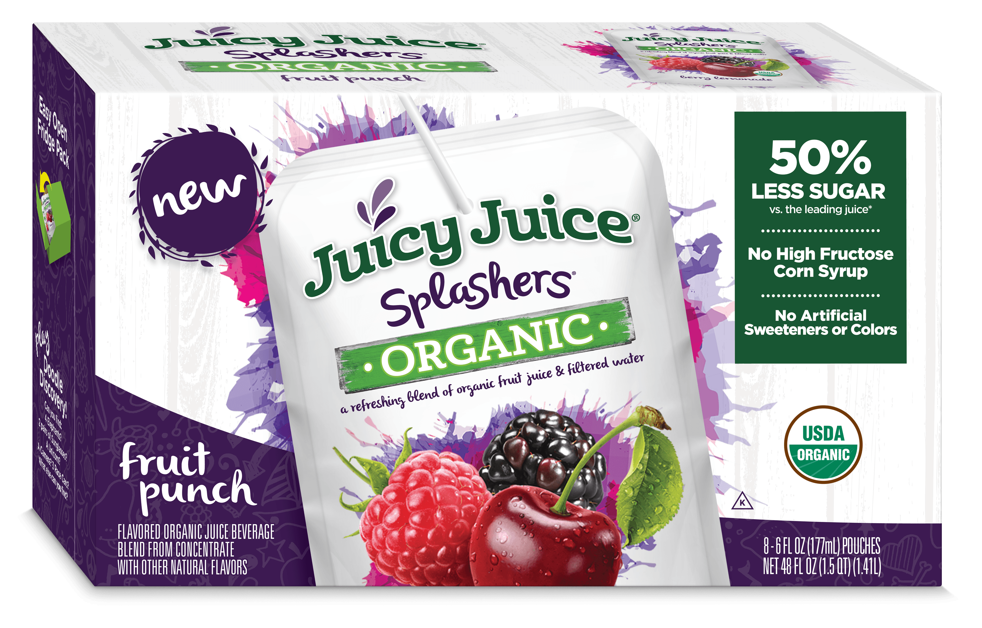 Juicy Juice Splashers Organic, Fruit Punch, 6 Fl Oz, 8 Count Walmart
