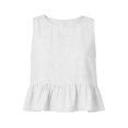thumbnail image 5 of WAYUTE Tank Tops for Women Ruffle Hem Crew Neck Sleeveless Solid Color Tank Blouse Soft Breathable Summer Beach Vest Shirts,White,XL, 5 of 6