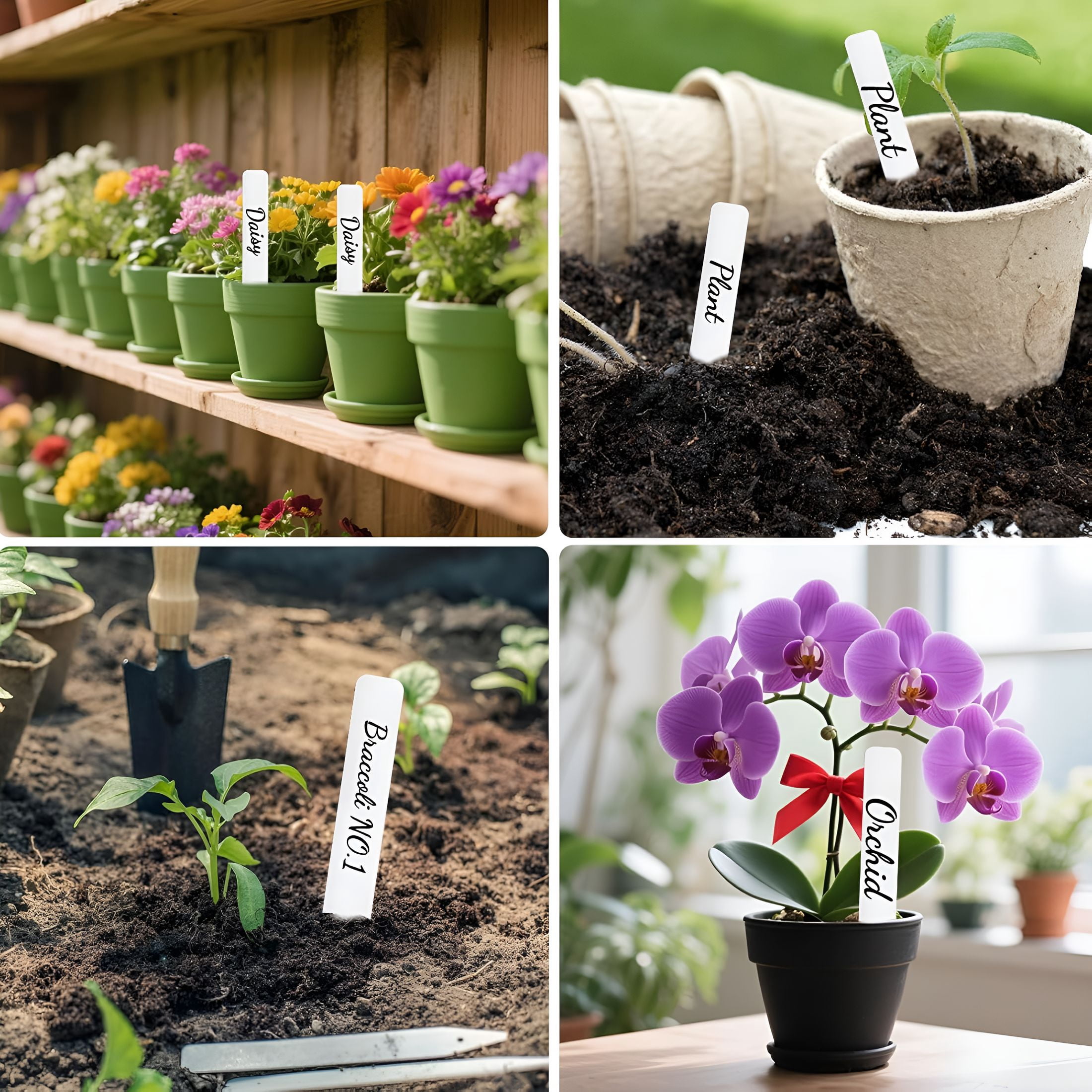 CCOCC 500 Pack Plant Labels, 4 Inch Potted Plant Name Tags Plastic, Seedlings Seed Markers Nursery Plant Stake Tag with Marking Pen for Outdoor Indoor Garden Patio Flower Vegetable, White