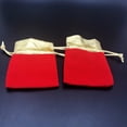 thumbnail image 3 of 10 Pcs Gold Rim Drawstring Jewelry Pouches Red Drawstring Pocket Wedding Party Christmas Favor Gift Bags Red and Golden, 3 of 6