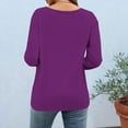 thumbnail image 5 of Atogsazn Women's 3/4 Sleeve Blouse Casual Dressy Crewneck Pullover Tshirt Flowy Loose Fit Tops Outfit Summer 01-Purple XXL Fashion, 5 of 7