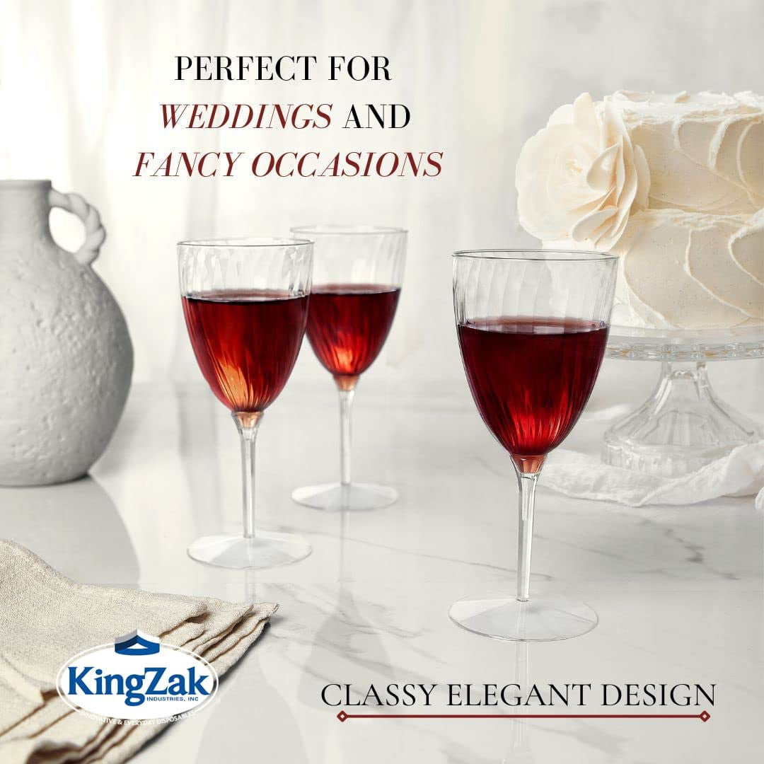 Lillian Tablesettings Premium Wine Glasses 8 oz. Clear Hard Plastic 1-Piece Disposable Cups Value Pack-96 Count