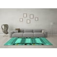 thumbnail image 3 of Ahgly Company Machine Washable Indoor Rectangle Abstract Turquoise Blue Contemporary Area Rugs, 5' x 7', 3 of 4