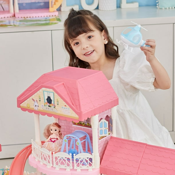 Ensemble de jeu de maison de poupée Musical lumineux : grand jouet de  simulation de maison de poupée jouet de construction 