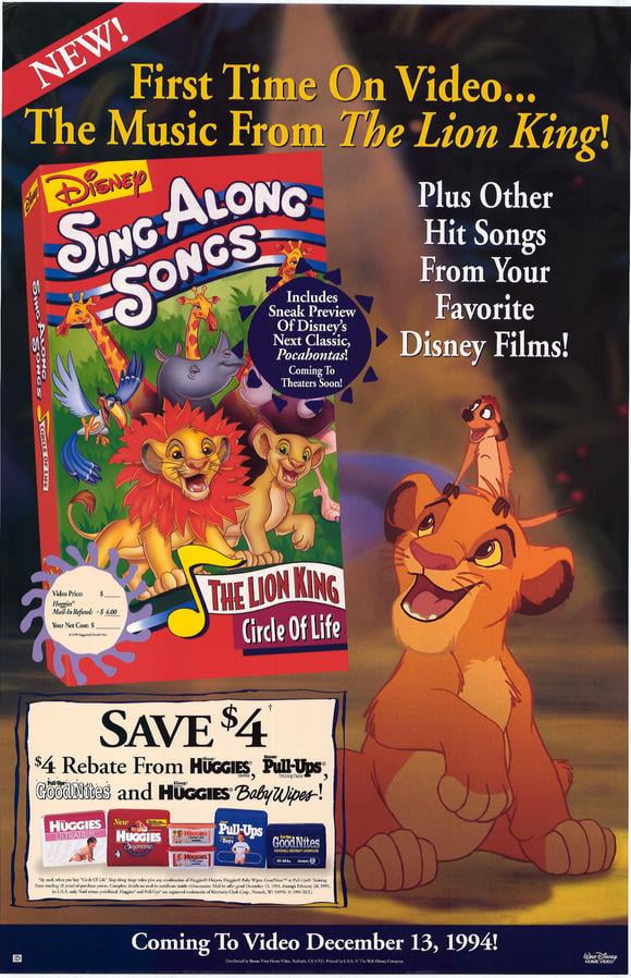 Sing Along Songs from The Lion King - movie POSTER (Style A) (27" x 40