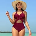 thumbnail image 5 of One-piece Swimsuit Women's Solid Color Mesh Bikini Sexy Swimsuit, 5 of 9