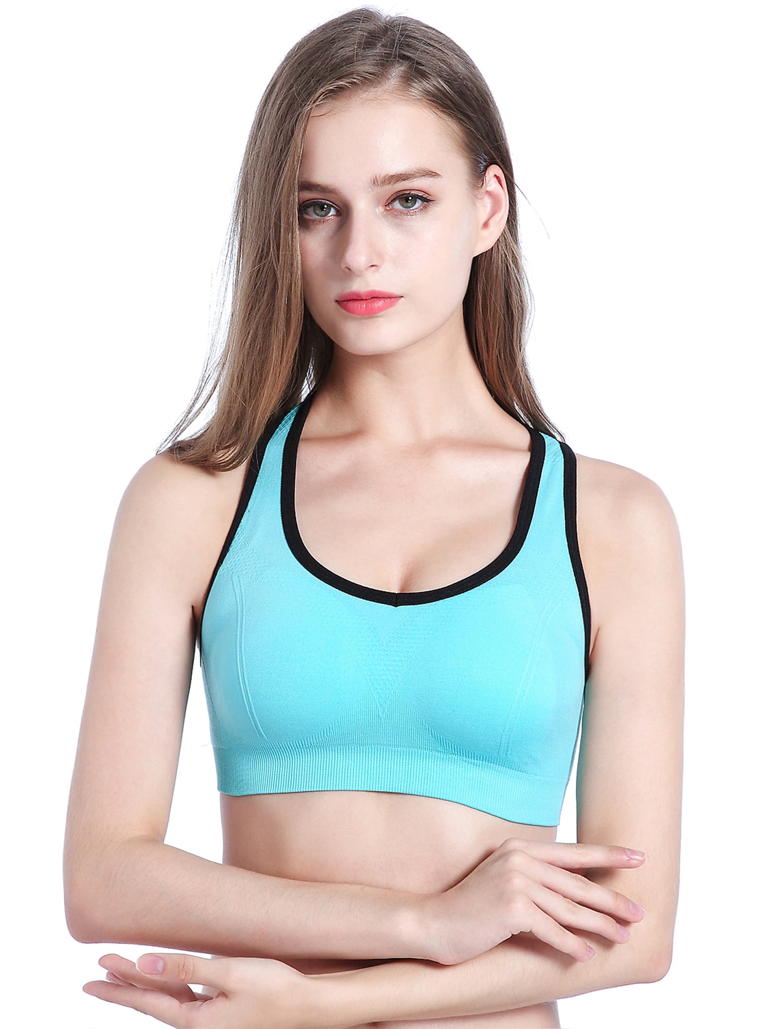 3 Pack Women Racerback Sports Bras High Impact Workout Yoga Gym Fitness Bra