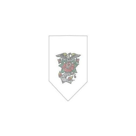 Roses Bandanas - Eagle Rose Rhinestone Bandana White Small