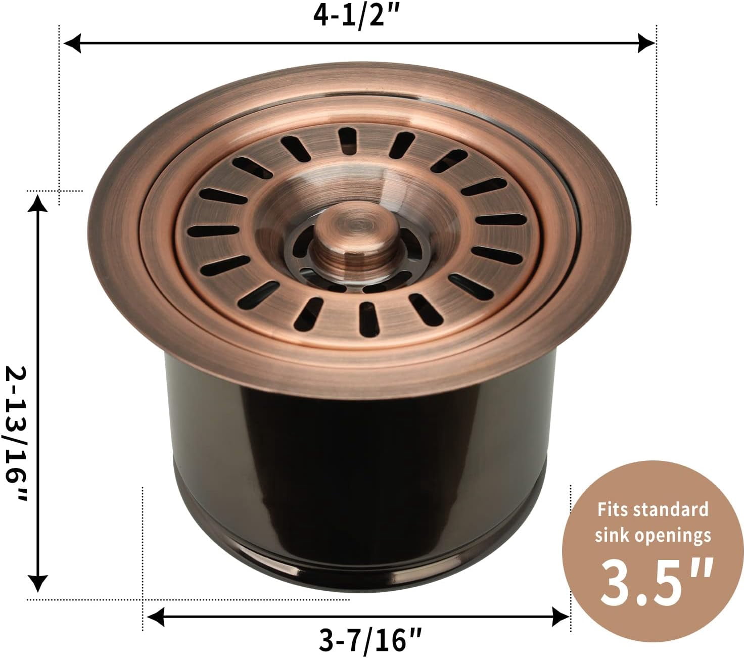 Kitchen Sink Antique Copper Finish Garbage Disposal Flange Stopper, One Size Disposal Rim, Fit 3-1/2 Inch Standard Sink Drain Hole 2.85" Height