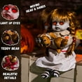 thumbnail image 3 of ELAMAS 10 Inch Animatronic Creepy Girl Doll Halloween Animated Decorations with Sound Activated Spooky Sound, Light Up Eyes, Scary Move, Haunted House Holiday Decor Horror Prop for Indoor, Outdoor, 3 of 7