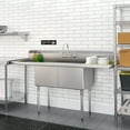 thumbnail image 5 of 72 in. 18-Gauge 2-Compartment Commercial Sink with Backsplash and Dual 18 in. Drainboards, Bowl Dimensions 18"x18"x14" in Stainless-Steel (KM-SB181814-18B3), 5 of 10