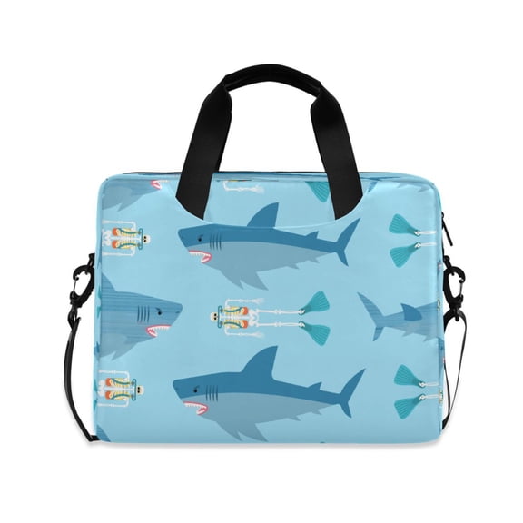16inch Laptop Briefcase, Business Laptop Bag with Detachable Strap & Padded Compartment, Water-Resistant Polyester,Shark