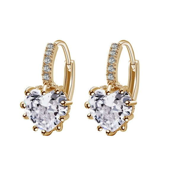 Xingzhi Charming Women Copper Plated Heart AAA Zircon Girl Ear Hoop Earrings Ladies Jewellery Ear Stud Clip
