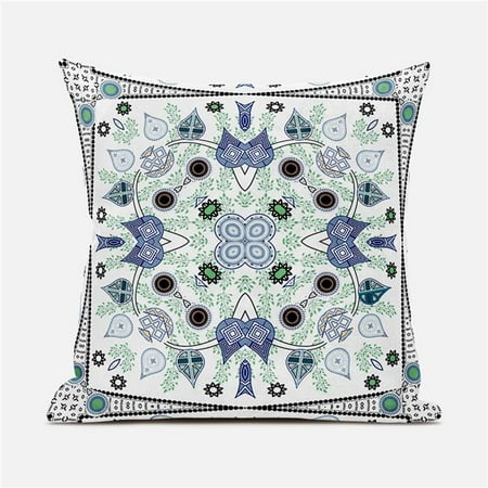 

Amrita Sen Designs CAPL867FSDS-BL-18x18 18 x 18 in. Paisley Leaf Geo Duo Suede Blown & Closed Pillow - Off White Grey & Muted Blue