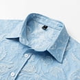 thumbnail image 4 of Fnnxeal Men Button Down Shirt Beach Casual Summer Collared Short Sleeve Hawaiian Light Blue Shirts for Men Size 2XL, 4 of 8