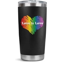 Stainless Steel Tumbler Gay Pride Rainbow Heart Love Is Love Insulated Travel Mug with Straw 20oz Tumblers Bulk