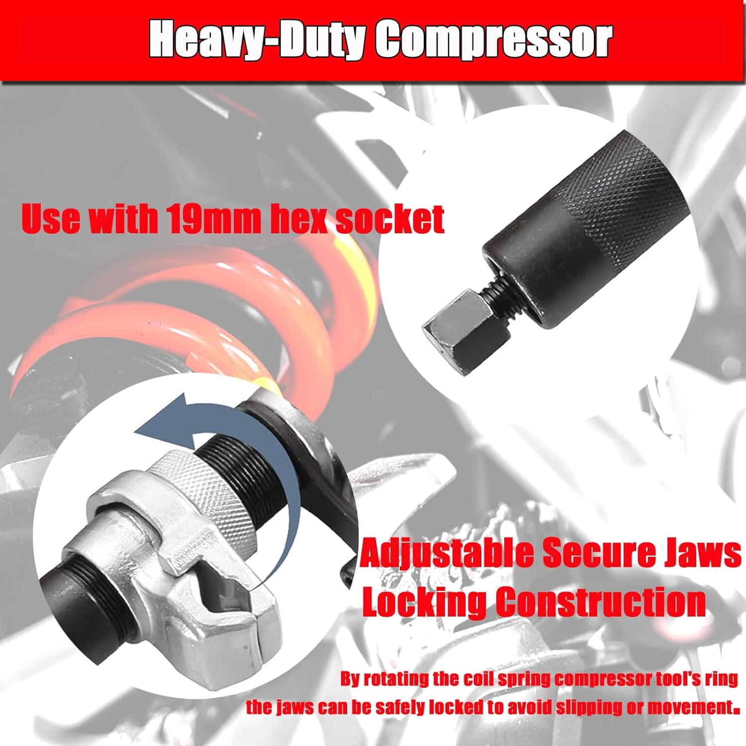 Spring Compressor Tool - 2200 Lbs -Automotive Coil Spring Compressor Tool,Heavy Duty Strut Spring Compressor,Extra Strength, Ultra-Rugged, and Strongly Durability​ Spring Compressor Tool