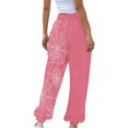 thumbnail image 6 of Pink Wide Leg Lounge Pants Halloween Costumes,Halloween wide leg pants,High waist, soft, comfy, baggy style, with pockets M, 6 of 6