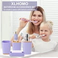 thumbnail image 4 of Light Purple Bathroom Accessories Set, 9 Piece Bathroom Accessory Set with Trash Can,Toothbrush Holder,Toothbrush Cup,Lotion Soap Dispenser,Vanity Tray,Soap Dish,Toilet Brush,Qtip Holder, 4 of 12
