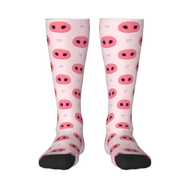 Fotbe Pig Noses Calcetas Divertidas Estampadas para Hombre y Mujer, Calcetas de Algodón hasta la Rodilla para Caminar, Correr, Enfermería y Embarazo