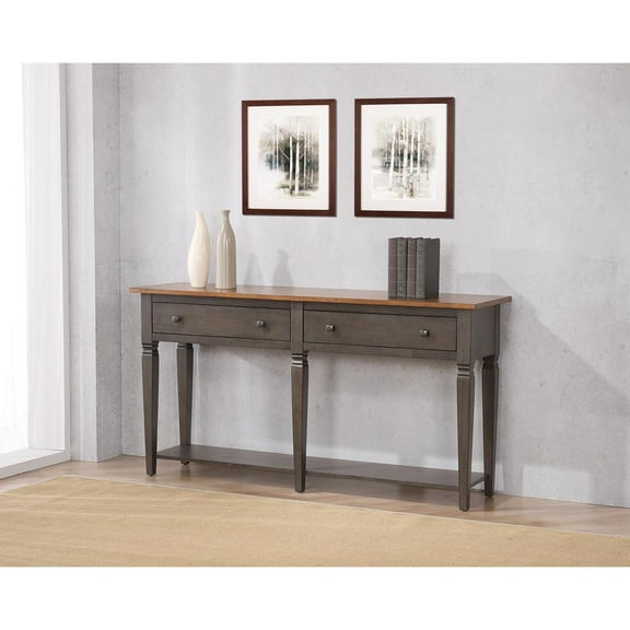 Sunset Trading Dakota Sofa Console Table w Drawers Shelf Brown Gray Solid Wood
