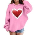 thumbnail image 2 of Girls Pink Oversized Hoodie, Kids Watercolor Heart Print Pullover, Cute Valentine's Day Sweatshirt Gift, Casual Graphic Hoodie for Girls,Size 9 T, 2 of 8