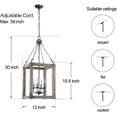 thumbnail image 5 of TOMIYA Wood Pendant Light Foyer Farmhouse Chandelier 4-Light Rustic Vintage Ceiling Hanging Lamp for Dining Room Hallway Bedroom Living Room Kitchen Island, 5 of 5