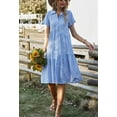 thumbnail image 2 of chouyatou Women's Summer Flutter Sleeve Midi Long Gingham Dress Plaid Button Down Shirt Dress, 2 of 5