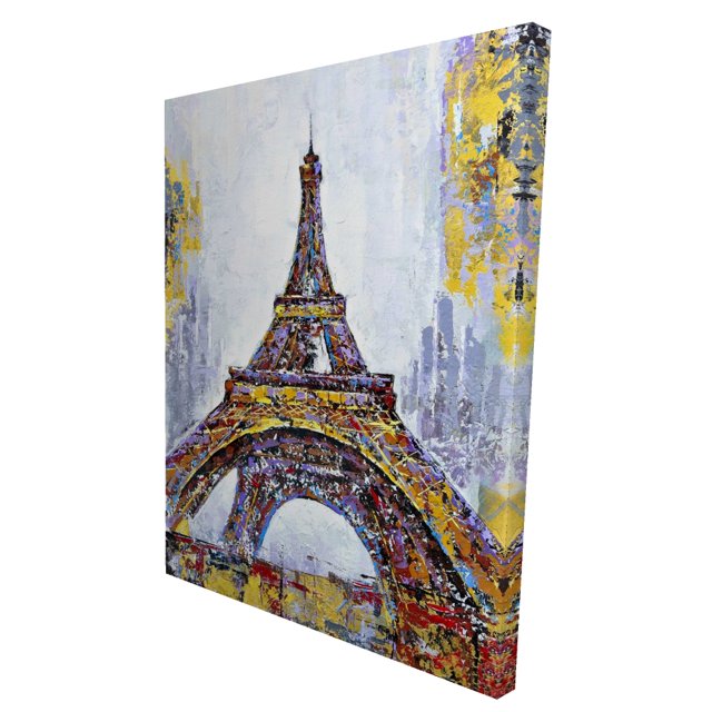 Abstract paint splash eiffel tower - 36"x48" canvas - Print on demand