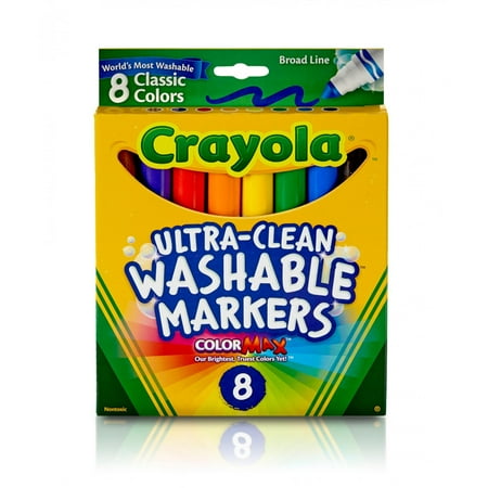Mulberry Markers - Crayola Washable Markers, Broad Line, Classic Colors, 8 Count