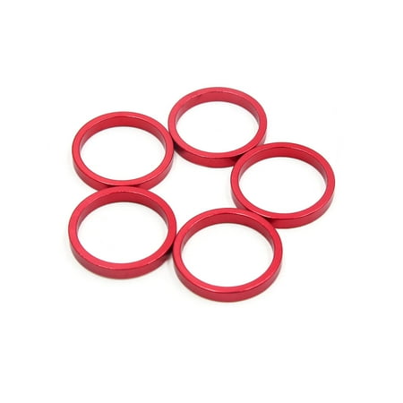 Spacer Fork Stem Washer 5Pcs Red Aluminum Alloy Mountain Bike Bicycle 28.6 x 5mm